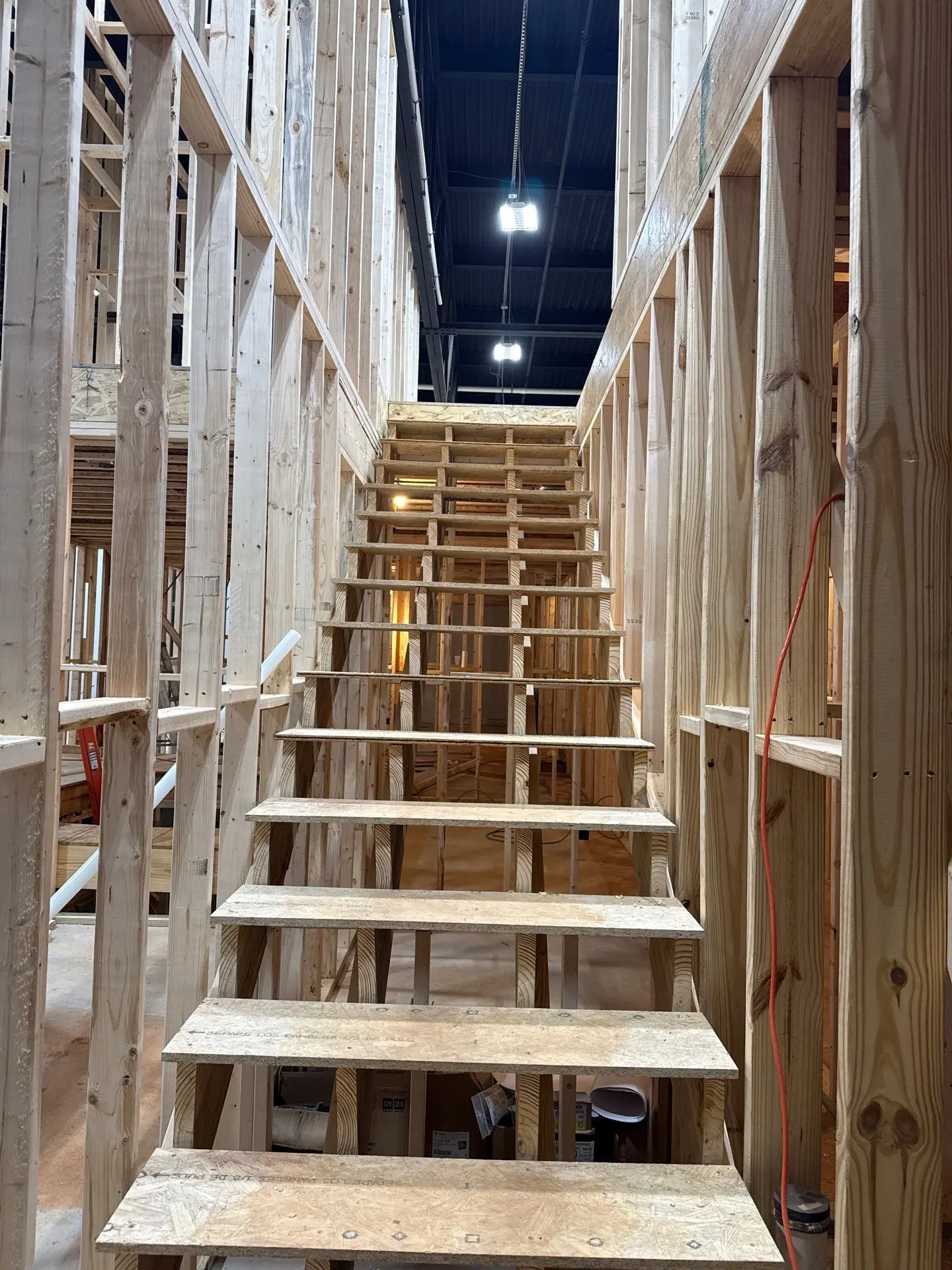 Wood framing and stairs
